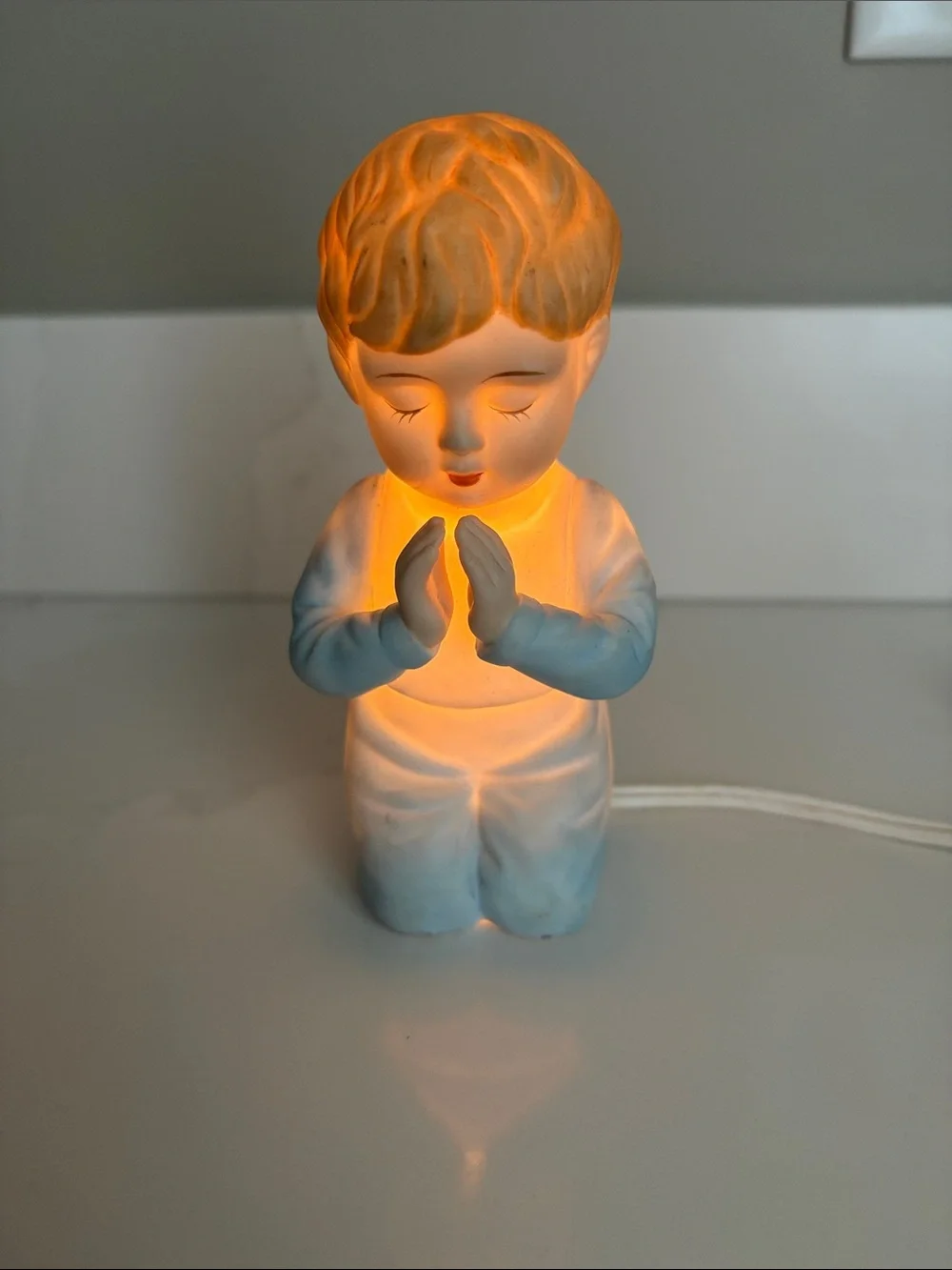 Porcelain Praying Child Night Light - White